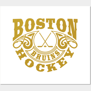Vintage Retro Boston Bruins Hockey Posters and Art